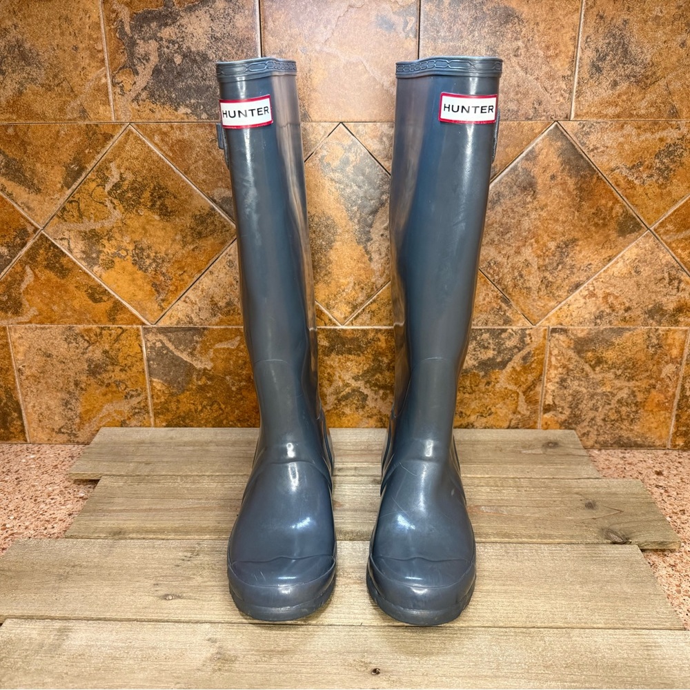 Hunter Tall Gray Rain Boots - Picture 2 of 6
